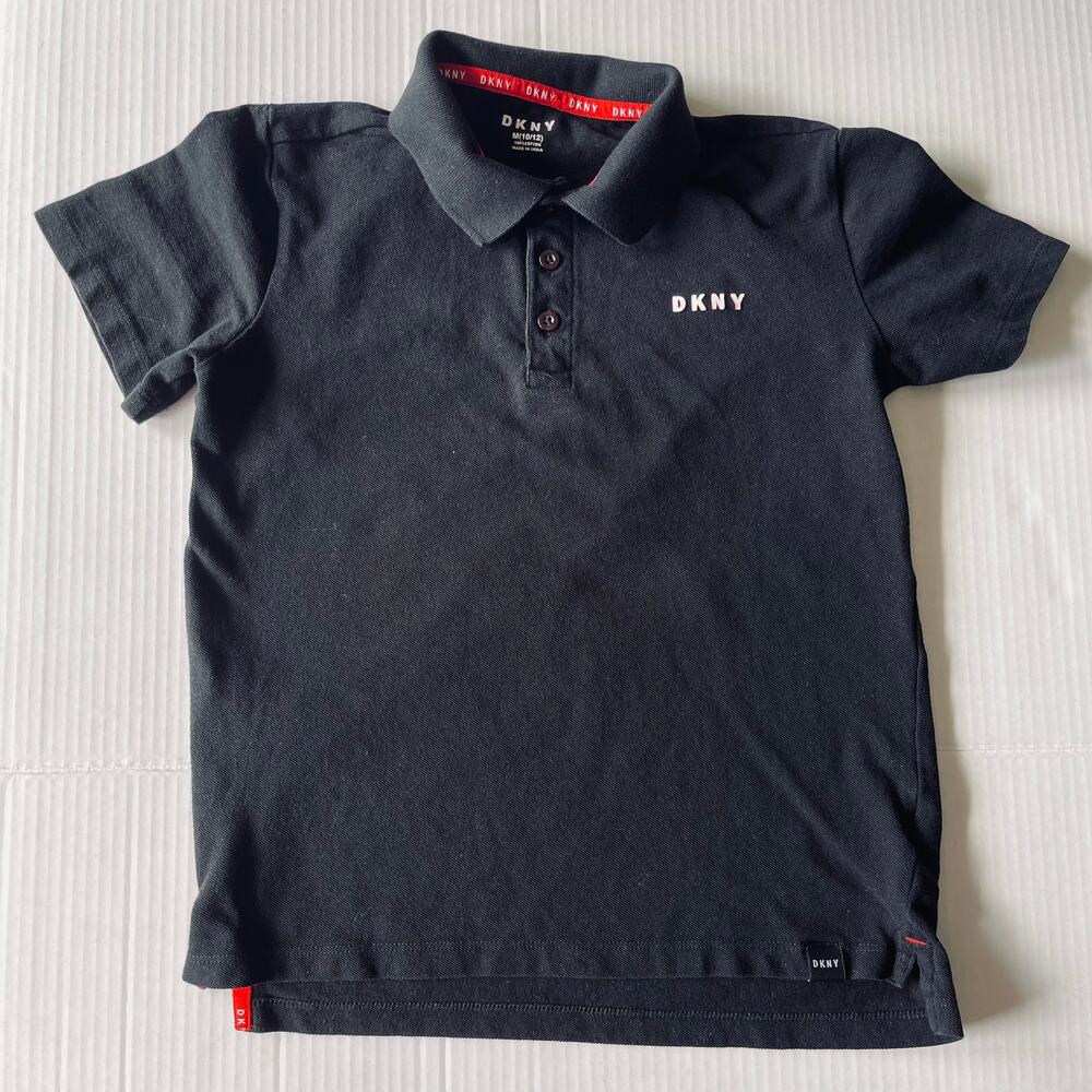 DKNY Boys Black Polo Short Sleeve M 10/12